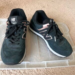NEW BALANCE WOMEN CLASSICS WL574NBK BLACK ROSE SNEAKERS SIZE 6.5 US